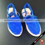 zj00339 Huarache artesanal trenza piso alpargata mujer piel azul mayoreo fabricante calzado zapatos proveedor sandalias taller maquilador