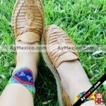 zj00676 Huaraches Artesanales Color Café Con Tejido De Piso Mujer De Piel Sahuayo Michoacan mayoreo fabricante de calzado zapatos taller maquilador (1)