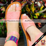 zj00690 Huaraches Artesanales Color Rosa Con Hebilla De Piso Mujer De Piel Sahuayo Michoacan mayoreo fabricante de calzado zapatos taller maquilador