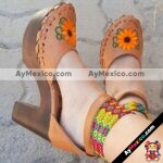 zs00057 Plataforma Artesanales Color Café Con Bordado De Tacon Mujer De Piel Sahuayo Michoacan mayoreo fabricante de calzado zapatos taller maquilador (1)