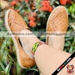 zs00387 Huaraches Artesanales Color Café Con Tejido De Piso Mujer De Piel Sahuayo Michoacan mayoreo fabricante de calzado zapatos taller maquilador (1)