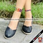 zs00572 Plataforma Artesanales Color Negro Con Tejido De Tacon Mujer De Piel Sahuayo Michoacan mayoreo fabricante de calzado zapatos taller maquilador (2)