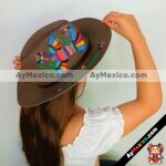 aj00075 Sombrero pintado a mano con diseño de aves artesanal mujer mayoreo fabricante proveedor ropa taller maquilador