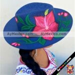 aj00083 Sombrero pintado a mano con diseño de flores artesanal mujer mayoreo fabricante proveedor ropa taller maquilador