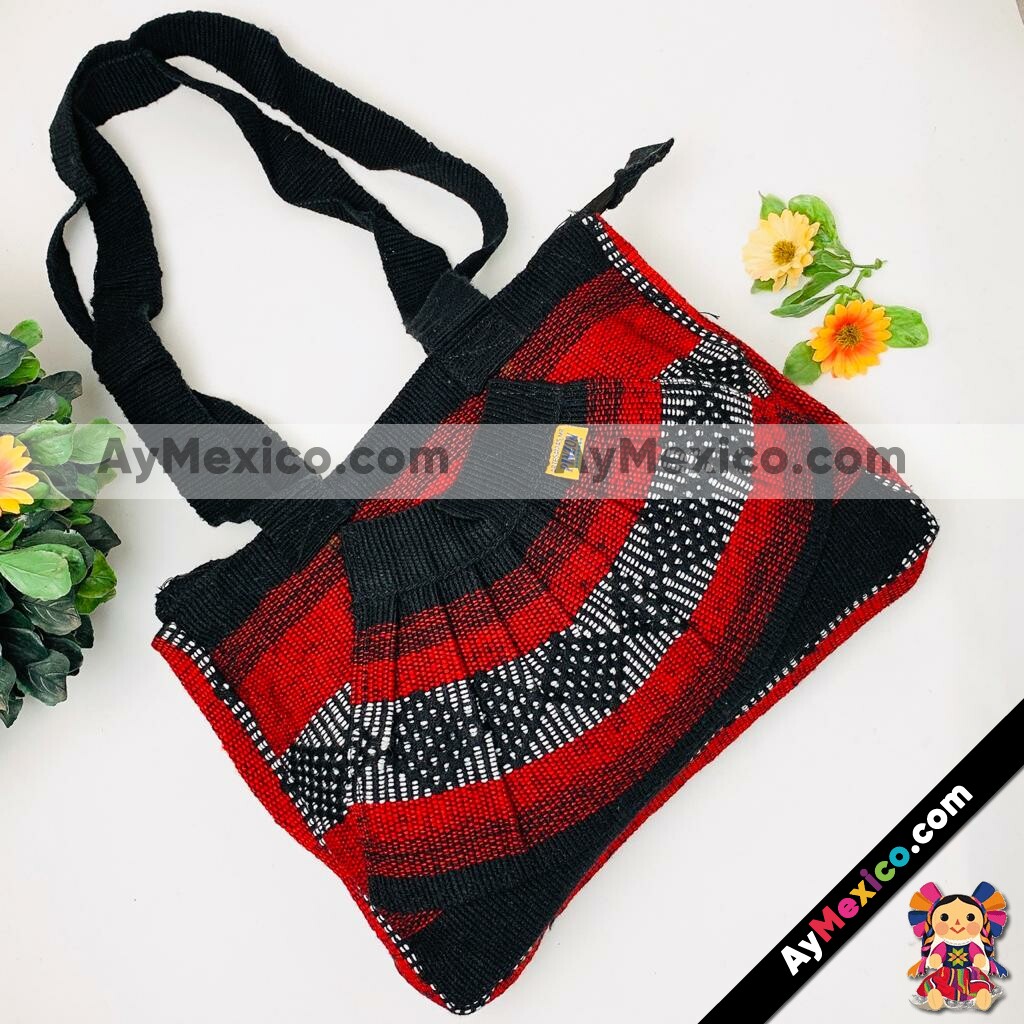 bj00082 Bolsa mochila morral de mano artesanal medida 25×34 cm rojo abanicomayoreo fabricante proveedor taller maquilador (1)