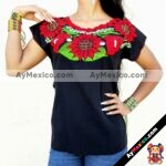 rj00417 Blusa Camisa de manta bordado flores artesanal mayoreo fabricante proveedor taller maquilador (1)