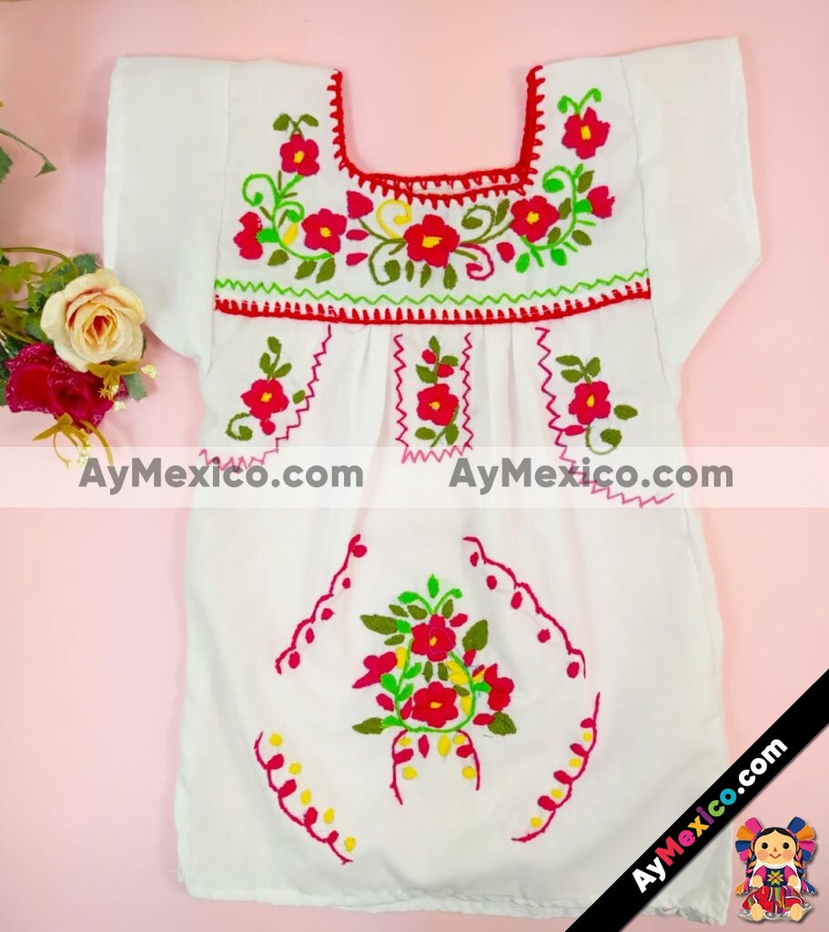 Oclusión Noche Reorganizar rj00402 Vestido bordado a mano color blanco artesanal mexicano para Bebe  hecho en Chiapas mayoreo fabrica - AyMexico.com