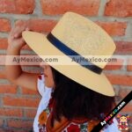 aj00151amarillo Sombrero liso con toquilla artesanal mexicano hecho en Leon Guanajuato mayoreo fabrica