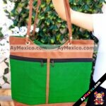 bs00080 Bolsa artesanal bordada de flores color verde con doble cierre traseromayoreo fabricante proveedor taller maquilador (1)