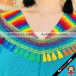 rj00560 Blusa artesanal de manta bordada a mano color jademayoreo fabricante proveedor taller maquilador (1)