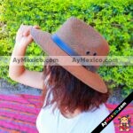 aj00152 Sombrero liso con toquilla color cafe artesanal mayoreo fabricante proveedor ropa taller maquilador