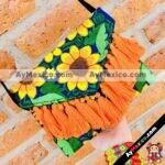 bs00173 Bolsa cartera artesanal bordada de flores con motas color azulmayoreo fabricante proveedor taller maquilador (1)