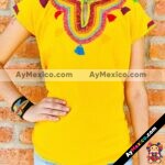 rj00572 Blusa artesanal bordada a mano de manta color amarillomayoreo fabricante proveedor taller maquilador (1)