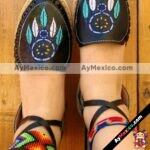 zj00845 Huaraches artesanales color negro tipo alpargata bordado de atrapasueños de piso mujer mayoreo fabricante calzado zapatos proveedor sandalias taller maquilador