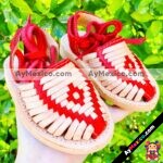 zs00872 Huaraches artesanales tipo alpargata color rojo tejido dorado de piso bebe mayoreo fabricante calzado zapatos proveedor sandalias taller maquilador(1)