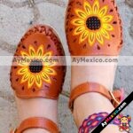 zs00888 Huaraches artesanales color shedron bordado de flor de piso mujer mayoreo fabricante calzado zapatos proveedor sandalias taller maquilador