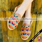 zs00898 Huaraches artesanales color camel tejido multicolor de piso mujer mayoreo fabricante calzado zapatos proveedor sandalias taller maquilador
