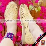 zs00912 Huaraches artesanales tejido color amarillo pastel de piso mujer mayoreo fabricante calzado zapatos proveedor sandalias taller maquilador