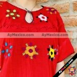 rj00622 Blusa bordada a mano de manta color rojo artesanal mujer mayoreo fabricante proveedor ropa taller maquilador (1)