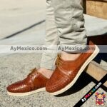 zj00856 Huaraches artesanales color ladrillo diseño de agujetas de piso hombre mayoreo fabricante calzado zapatos proveedor sandalias taller maquilador