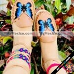 zj00870 Huaraches artesanales color nuez tipo alpargata con bordado de mariposa suela napo de piso mujer mayoreo fabricante calzado zapatos proveedor sandalias taller maquilador (1)