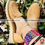 zj00875 Huaraches artesanales color tan troquel diseño de tulipan de piso mujer mayoreo fabricante calzado zapatos proveedor sandalias taller maquilador