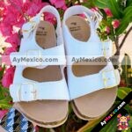 zs00916 Huaraches artesanales dos evillas color blanco de piso mujer mayoreo fabricante calzado zapatos proveedor sandalias taller maquilador