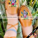 zj00894 Huaraches Mexicanos De Piso Mujer Color Nuez De Piel Con bordado de toro con flores Hecho En Sahuayo Michoacanmayoreo fabricante calzado zapatos proveedor sandalias taller maquilador (1)