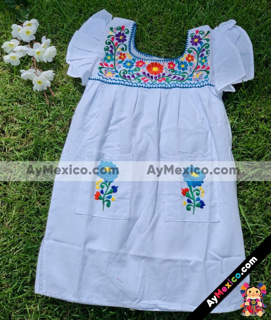 rj00750 Vestido artesanal mexicano para infantil hecho en Sahuayo Michoacan  mayoreo fabrica 