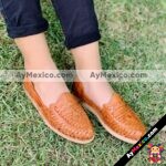zj00035 Huaraches Artesanales Color Café Con Tejido De Piso Mujer De Piel Sahuayo Michoacan mayoreo fabricante de calzado zapatos taller maquilador(1)
