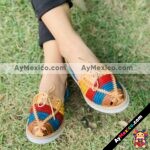 zj00057 Huaraches Artesanales Color Beige Con Tejido Agujeta De Piso Mujer De Piel Sahuayo Michoacan mayoreo fabricante de calzado zapatos taller maquilador(2)