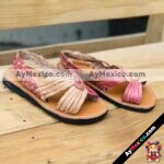 zj00660 Huaraches Artesanales Color Rosa Con Tejido Beige De Piso Infantil De Piel Sahuayo Michoacan mayoreo fabricante de calzado zapatos taller maquilador(2)