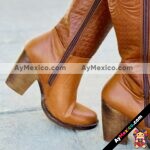 zs01037 Botas Mexicanas Artesanales Mujer Calidad Estándar Color Café De Piel Con altura de tacon 9cm aprox Hecho En Sahuayo Michoacan mayoreo fabricante calzado zapatos proveedor (3)