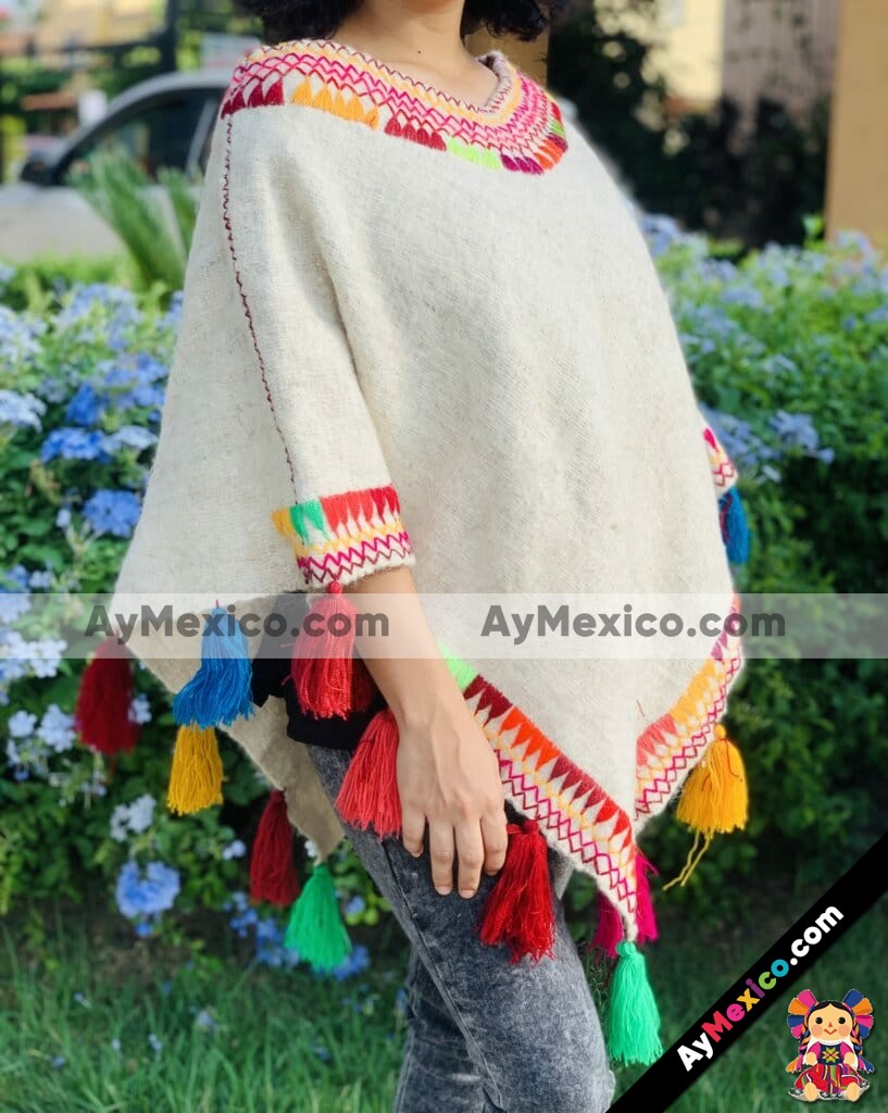 rj00257 Gaban poncho artesanal bordado a mano para mujer con medidas 69 89 cm fabrica - AyMexico.com
