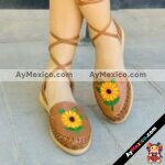 zj00665 Huaraches Artesanales Color Café Alpargata Con Bordado De Piso Mujer De Piel Sahuayo Michoacan mayoreo fabricante de calzado zapatos taller maquilador(1)