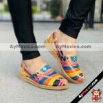 zj00962Huaraches Artesanales Piso Para MujerBeigeTejido Multicolor mayoreo fabricante calzado zapatos proveedor sandalias taller maquilador (1)