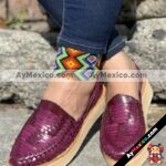 zs01053 Huaraches Artesanales Con Plataforma Vino Tejido mayoreo fabricante calzado (1)