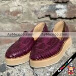 zs01053 Huaraches Artesanales Con Plataforma Vino Tejido mayoreo fabricante calzado (1)