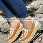 zs01054 Huaraches Artesanales Con Plataforma Tan Tejido Bicolor mayoreo fabricante calzado (4)