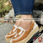 zs01054 Huaraches Artesanales Con Plataforma Tan Tejido Bicolor mayoreo fabricante calzado (4)