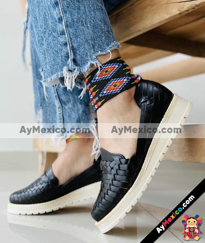 zn00007 Huaraches Artesanales Piso Para Mujer Negro Trenzado mayoreo fabricante calzado zapatos proveedor (1)