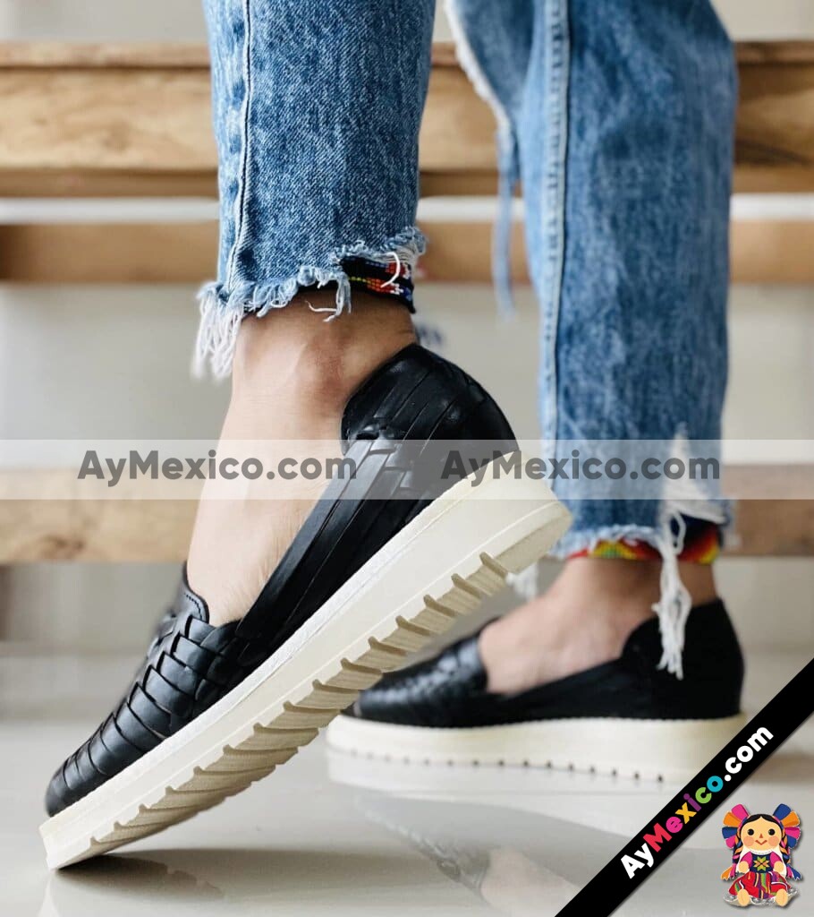 zn00007 Huaraches Artesanales Piso Para Mujer Negro Trenzado mayoreo fabricante calzado zapatos proveedor (2)