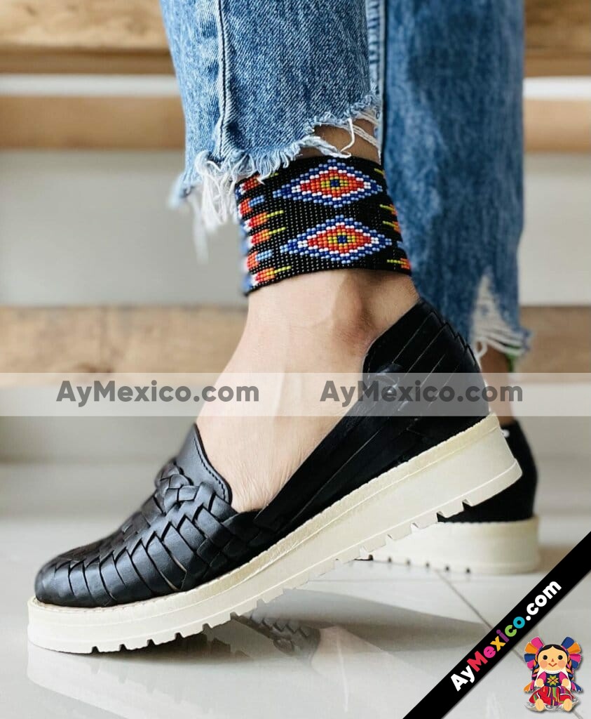 zn00007 Huaraches Artesanales Piso Para Mujer Negro Trenzado mayoreo fabricante calzado zapatos proveedor (3)