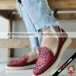 zj00995 Huaraches Artesanales Mujer Calidad Premium Rojo Troquelado Margarita mayoreo fabricante calzado (1)