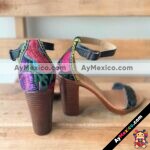zs01067 Huaraches Artesanales Con Plataforma Negro Trenzado en talon con bordado mayoreo fabricante calzado (1)