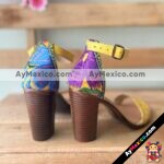 zs01069 Huaraches Artesanales Con Plataforma Amarillo Trenzado en talon con bordado mayoreo fabricante calzado (4)