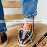 zn00012 Huaraches Artesanales Para Hombre Café Tejido con Tiras Azules mayoreo fabricante calzado (1)