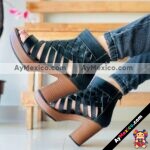 zj01004 Huaraches Artesanales Con Plataforma Negro Trenzada Tiras Gruesas mayoreo fabricante calzado (1)