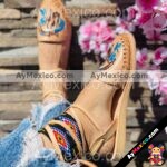 zn00023 Huaraches Artesanales Piso Para Mujer Tan Alpargata Caballo Bordado mayoreo fabricante calzado (1)