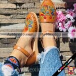 zn00024 Huaraches Artesanales Piso Para Mujer Café Alebrije de Colores Borado mayoreo fabricante calzado (1)